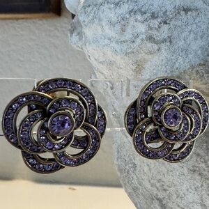 Heidi Daus Floral Romance Violet Clip On Earrings‎